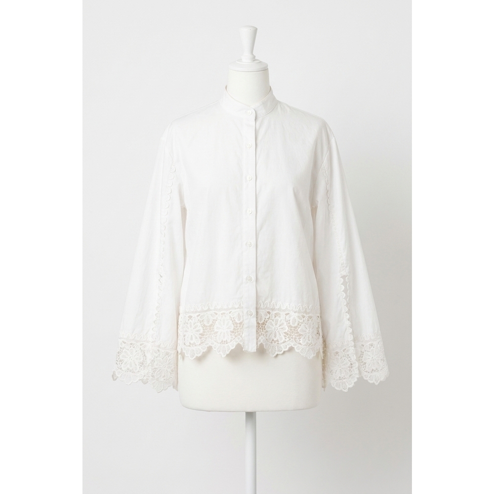 NEW SEA iyla soutache long sleeve blouse in white
